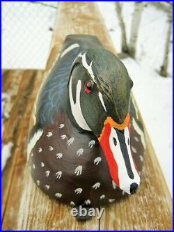 Vintage Duck Decoy Wood Duck Drake Tom Martindale Wolfe Island Ontario