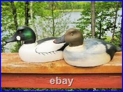 Vintage Duck Decoys Pair Of Goldeneyes Drake And Hen