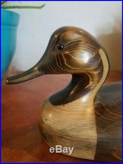 Vintage Ducks Unlimited Hand Carved Wooden Pintail Decoy signed Tom Taber