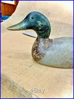 Vintage Evans Mallard Drake Wood Duck Decoy With Strong Stamp