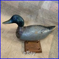 Vintage Evans Mallard Drake Wood Duck Decoy With Strong Stamp