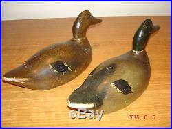 Vintage Evans Standard Solid Mallard Rigmate Pair Wisconsin Duck Decoys