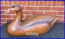 Vintage Extra Large DUCK DECOY Hand Carved Hollow WOOD Marked CPI CG #100