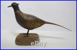 Vintage Folk Art Painted Wood Carving Pheasant Bird Decoy Signed W. E. Miller yqz