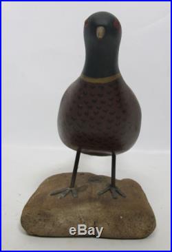 Vintage Folk Art Painted Wood Carving Pheasant Bird Decoy Signed W. E. Miller yqz