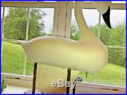 Vintage Graceful Huge WHITE SWAN DECOY by JIM PIERCE, HAVRE DE GRACE, MD, Signed