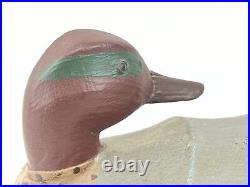 Vintage Green Wing Teal Decoy, Canvas over Wire By Artist William Moseley