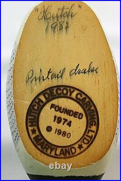 Vintage HUTCH PINTAIL DRAKE Wooden Decoy