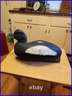 Vintage H H ACKERMAN Bluebill Duck Decoy. Stamped Feathers