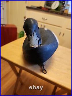 Vintage H H ACKERMAN Bluebill Duck Decoy. Stamped Feathers