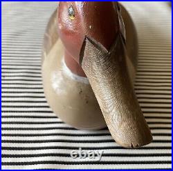 Vintage Hand Carved Hand Painted Wooden Duck Decoy Unsigned 13