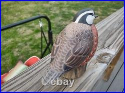 Vintage Hand Carved Wood Bobwhite Decoy Signed And Dated