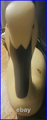 Vintage Hand Carved Wood Swan Decoy Goose Sculpture Large