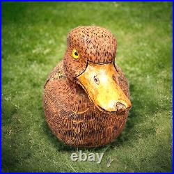 Vintage Hand-Carved Wooden Duck Decoy By R. Rials 1986