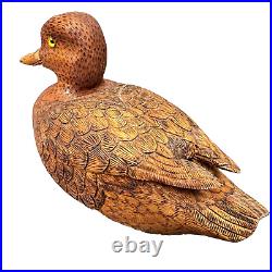 Vintage Hand-Carved Wooden Duck Decoy By R. Rials 1986