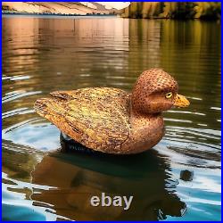 Vintage Hand-Carved Wooden Duck Decoy By R. Rials 1986