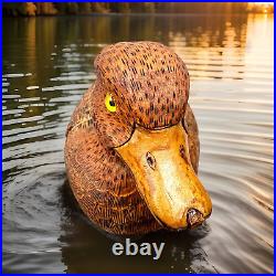 Vintage Hand-Carved Wooden Duck Decoy By R. Rials 1986