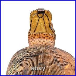 Vintage Hand-Carved Wooden Duck Decoy By R. Rials 1986