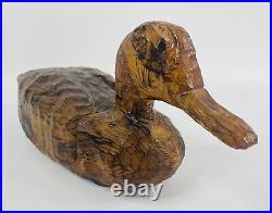Vintage Hand Carved Wooden Duck Decoy Signed By Artist