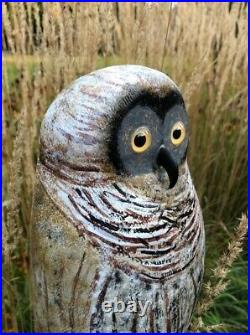 Vintage Hand Carved Wooden Owl. (old Duck Decoy Body)