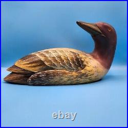 Vintage Hand Carved and Painted Wooden Common Loon Duck Decoy Decoration 14 inch