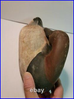 Vintage Hand Crafted Wooden Preening Duck Decoy Lead Weighted Estate Find