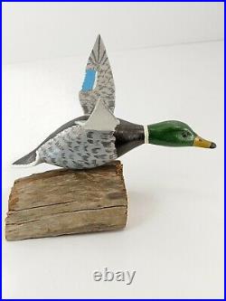 Vintage Hand Painted Carved Mallard Drake Duck Decoy Signed Herb Daisey Sr