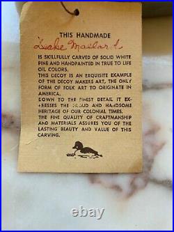 Vintage Hand Painted Raymond Arnold Duck Decoy Mallard Drake 1981