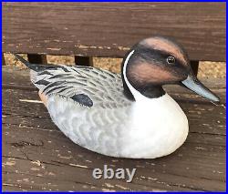 Vintage Hand Sculpted? & Painted Wing Pintail DUCK DECOY Glass Eye Art Piece