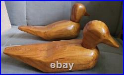 Vintage Handmade Duck Decoy Folk Art Solid Wood Full Size PAIR