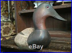 Vintage Hollow Canvasback Drake Duck Decoy By Torry Tory Ward Delta Marsh