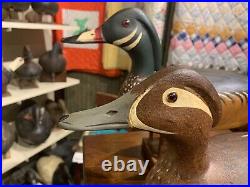 Vintage JIM SLACK Pair Of Duck Decoys WOOD DUCKS Original And Excellent