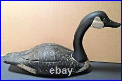 Vintage Large Canada Goose Decoy Hand-carved and Signed by Joan Baragar, EUC