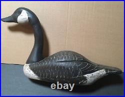 Vintage Large Canada Goose Decoy Hand-carved and Signed by Joan Baragar, EUC