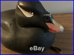 Vintage Maine White-Winged Scoter Sea Duck Decoy Working Glass Eyes Signed