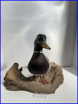 Vintage Mallard Drake Duck Carved Wooden Decoy Display Piece Hand Carved USA