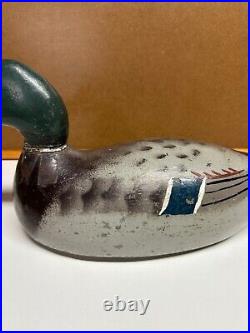 Vintage Mallard Duck Decoy Painted Wood Carved Unsigned Lead Weighted Glass Eyes