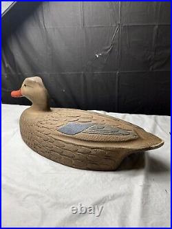 Vintage Mallard Duck Decoy Signed JD Hand Carved Skilled MI Artist