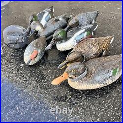 Vintage Mallard Duck Decoys Lot of 8 Italy / USA Made SPORT PLASTIC with Weights