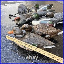 Vintage Mallard Duck Decoys Lot of 8 Italy / USA Made SPORT PLASTIC with Weights