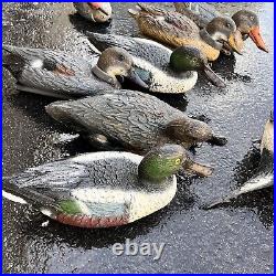 Vintage Mallard Duck Decoys Lot of 8 Italy / USA Made SPORT PLASTIC with Weights