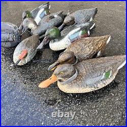 Vintage Mallard Duck Decoys Lot of 8 Italy / USA Made SPORT PLASTIC with Weights