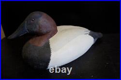 Vintage Marcus Shultz Hand Carved Painted Canvasback Drake Decoy Wooden Duck