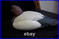 Vintage Marcus Shultz Hand Carved Painted Canvasback Drake Decoy Wooden Duck
