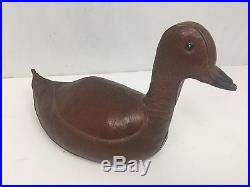 Vintage Mid Century Abercrombie and Fitch Leather Duck Decoy Doorstop Decor