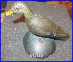 Vintage Miniature Decoy Illinois River Style Black Duck, Crowell Style