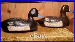 Vintage Myron Frisque bluebill rigmate pair Wisconsin duck decoy, Casey Edwards