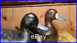 Vintage Myron Frisque bluebill rigmate pair Wisconsin duck decoy, Casey Edwards