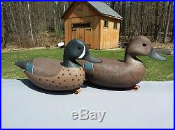Vintage NJ decoy pair George Strunk Blue Winged Teal Duck Decoys New Jersey