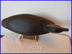 Vintage New Jersey Hollow Carved with Rattle Black Duck Wood Decoy